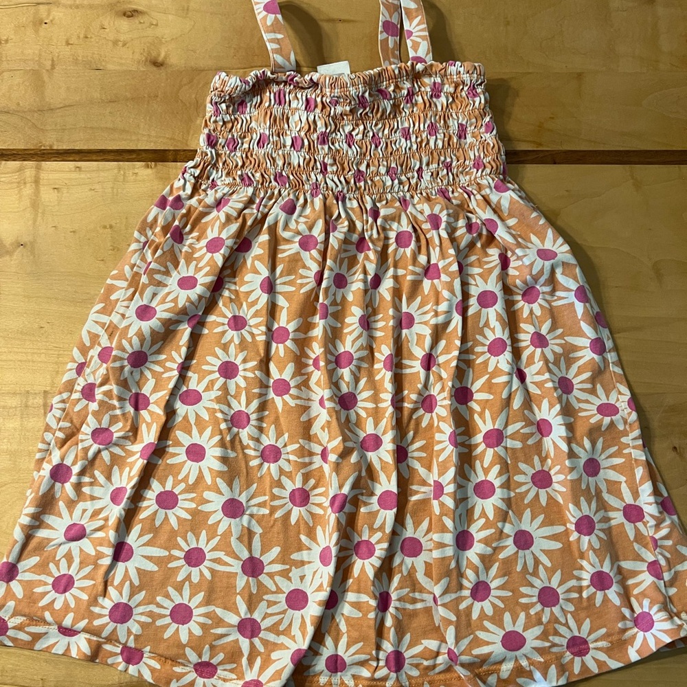 Hanna Andersson smocked spaghetti strap dress flower pattern